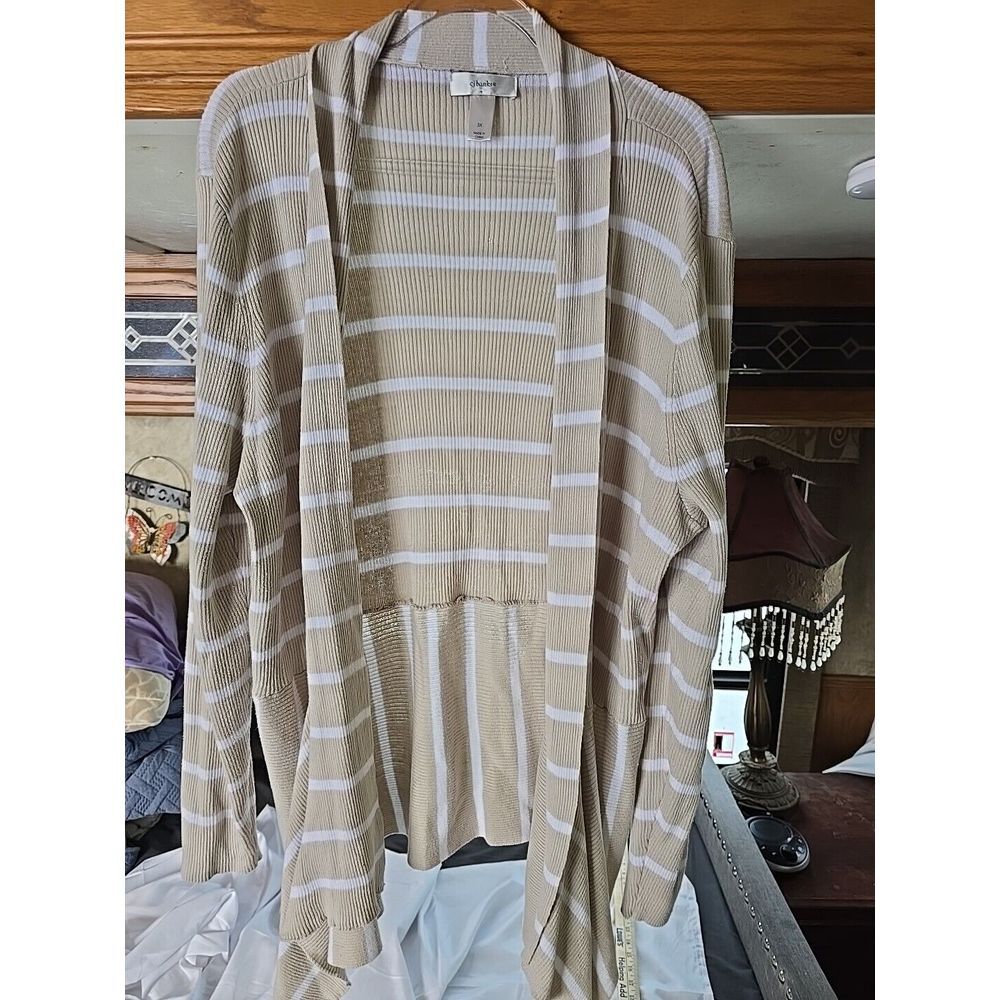 CJ Banks Tan Open Front Cardigan Sweater‎ Women's Size 3X